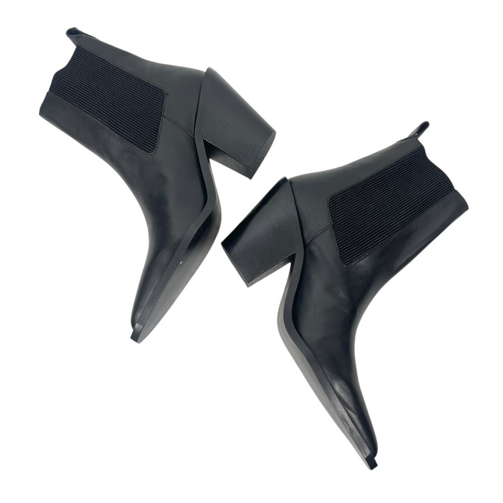 Mango Leather Pointed Toe Short CowboyBoots Black Size 38/ 7.5 - Picture 6 of 12